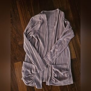 Ribbed Knit Cardigan in Mauve